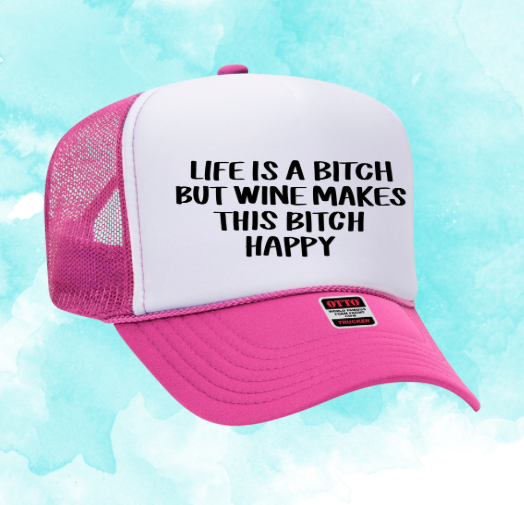 Wine Inspired Graphic Transfer Trucker Hats