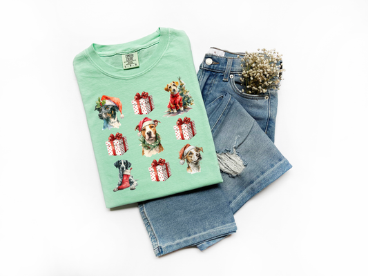 Christmas Dogs & Presents Comfort Colors Tee