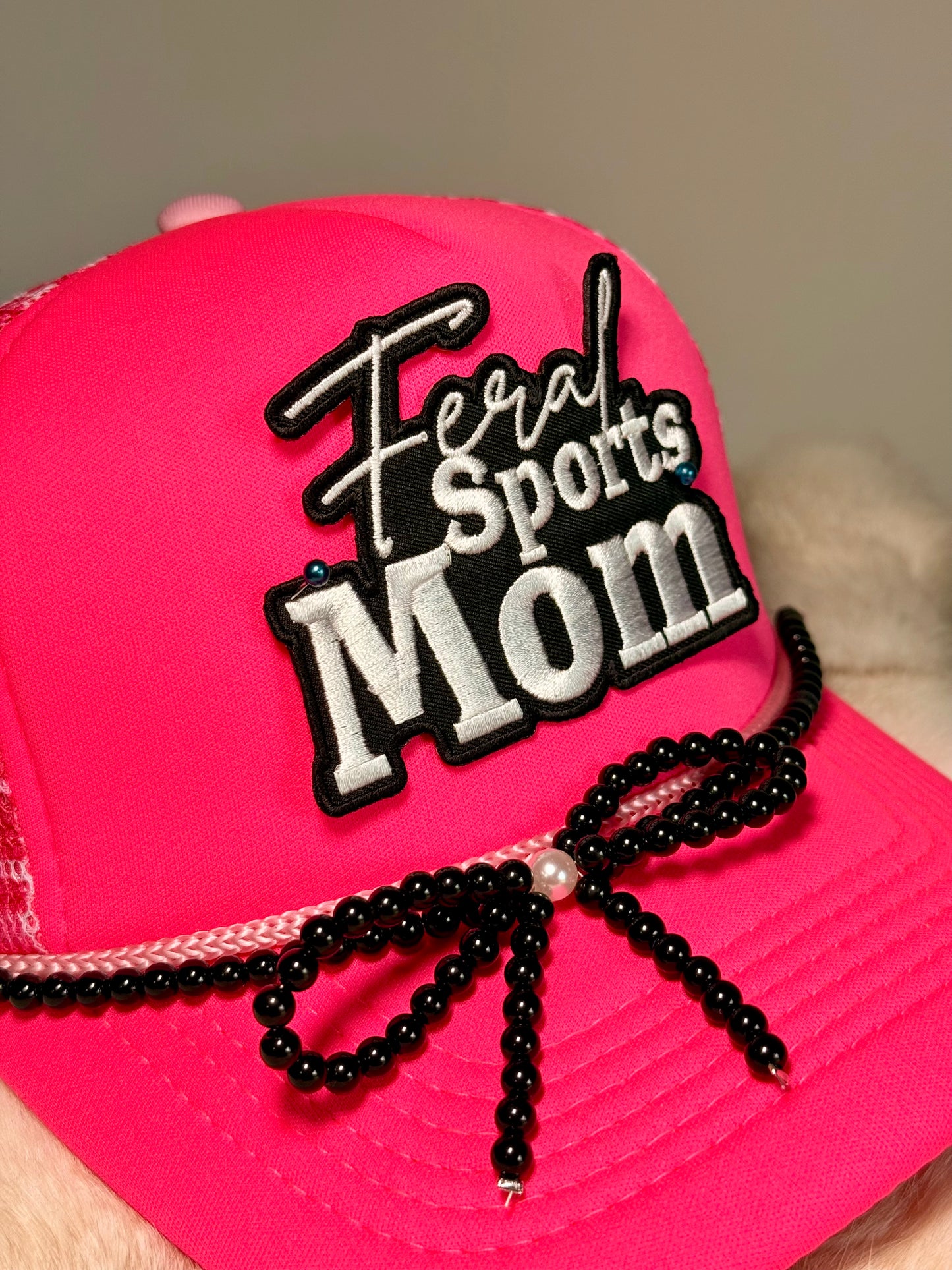 Feral Sports Mom Trucker Hat, Baseball Mom Hat, Softball Mom Hat, Neon Pink Hat, Game Day Hat, Sports Mom Gift, Cute Baseball Hat Women