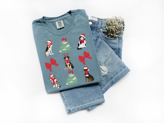 Christmas Dogs & Trees Comfort Colors Tee