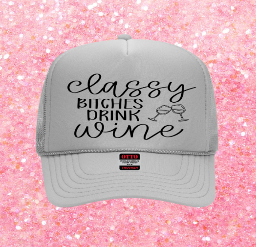 Wine Inspired Graphic Transfer Trucker Hats