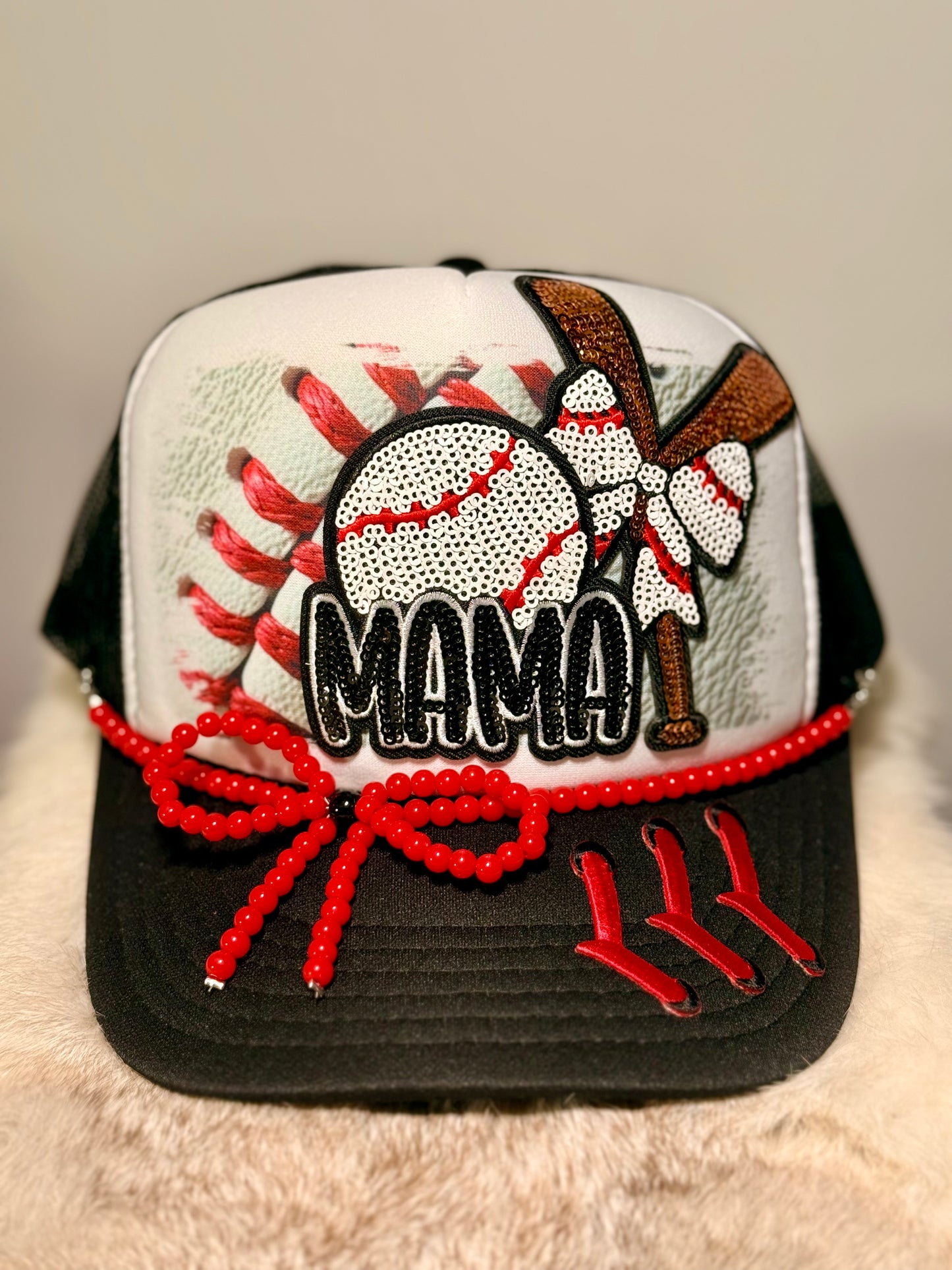 Sequin Baseball Mama Trucker Hat – Glam Sports Mom Snapback Cap