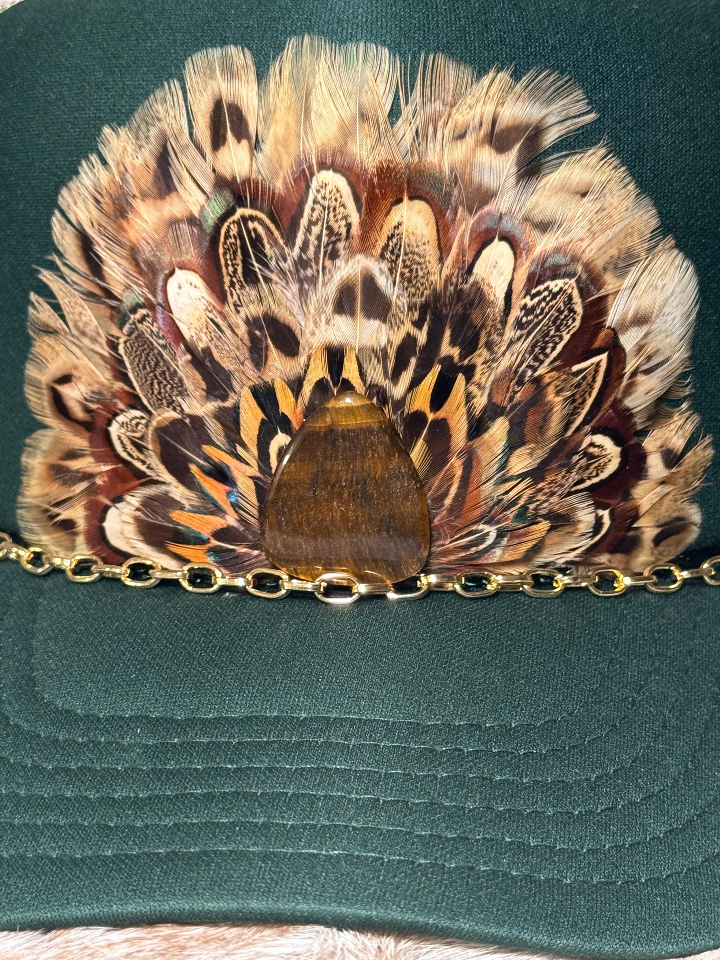 Feather & Guitar Pick Trucker Hat | Green Boutique Country Hat