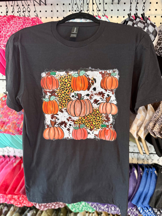 Leopard & Pumpkin Patch - Fall Graphic Shirt