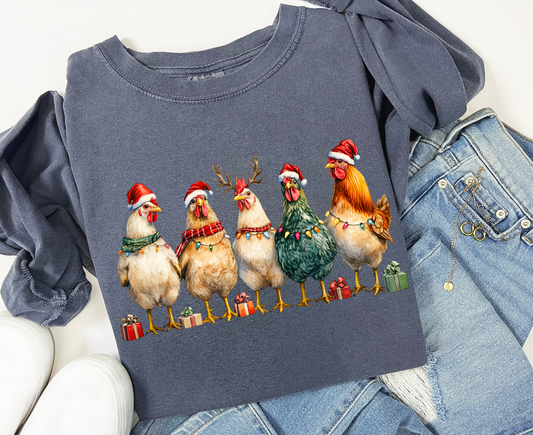 Farmhouse Christmas Chicken Tee