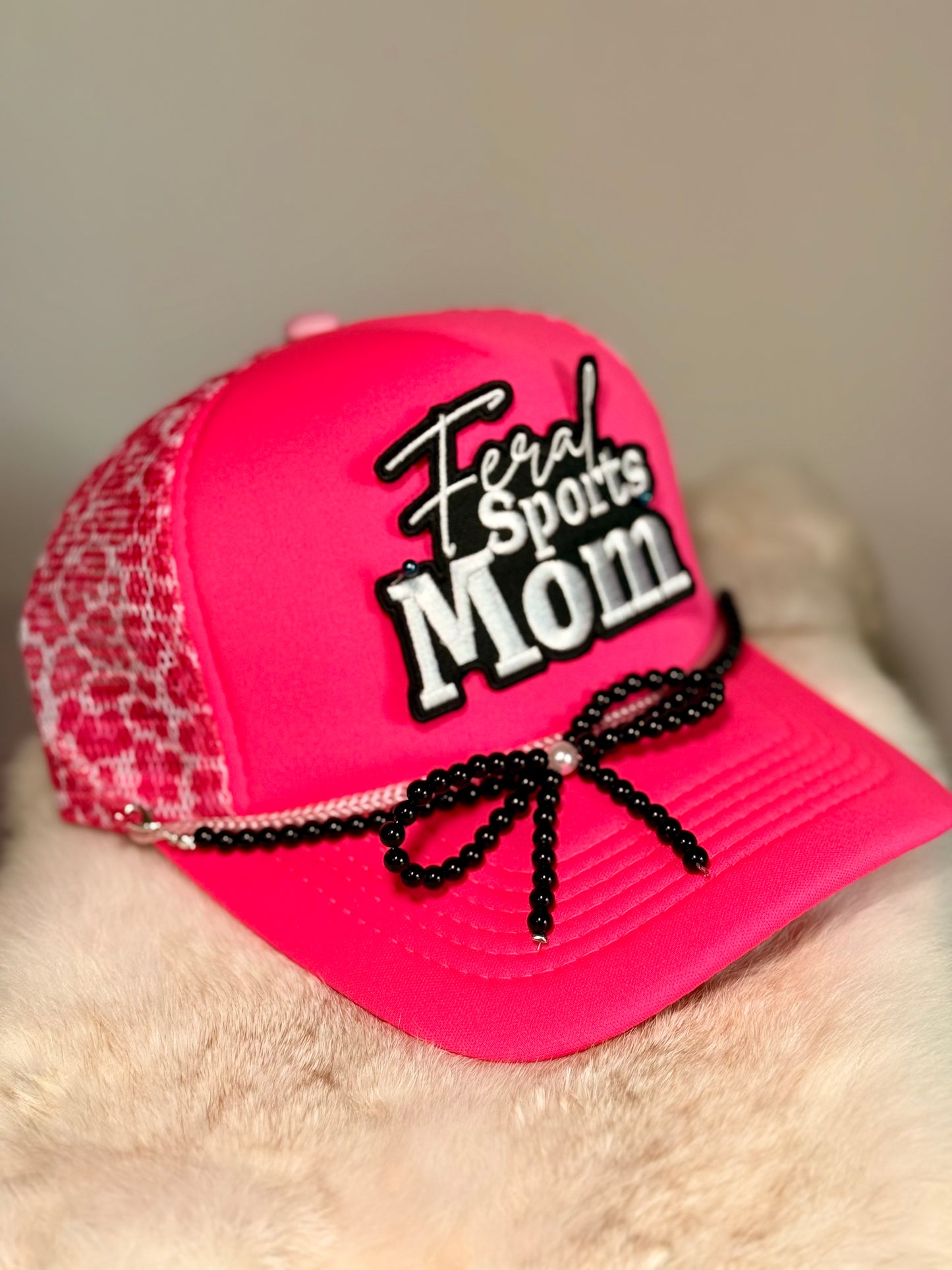 Feral Sports Mom Trucker Hat, Baseball Mom Hat, Softball Mom Hat, Neon Pink Hat, Game Day Hat, Sports Mom Gift, Cute Baseball Hat Women