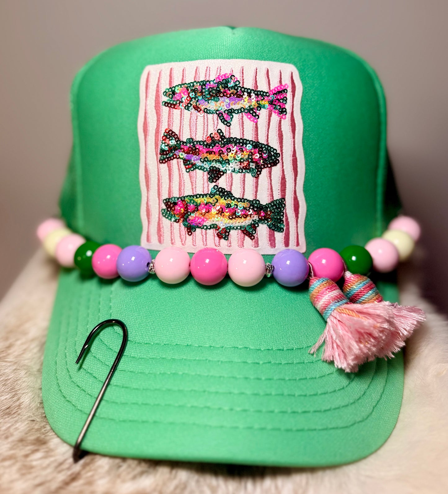 Rainbow Trout Trucker Hat | Fishing Hat for Women | Trout Fishing Hat | Handmade Angler Hat | Lake Life Hat