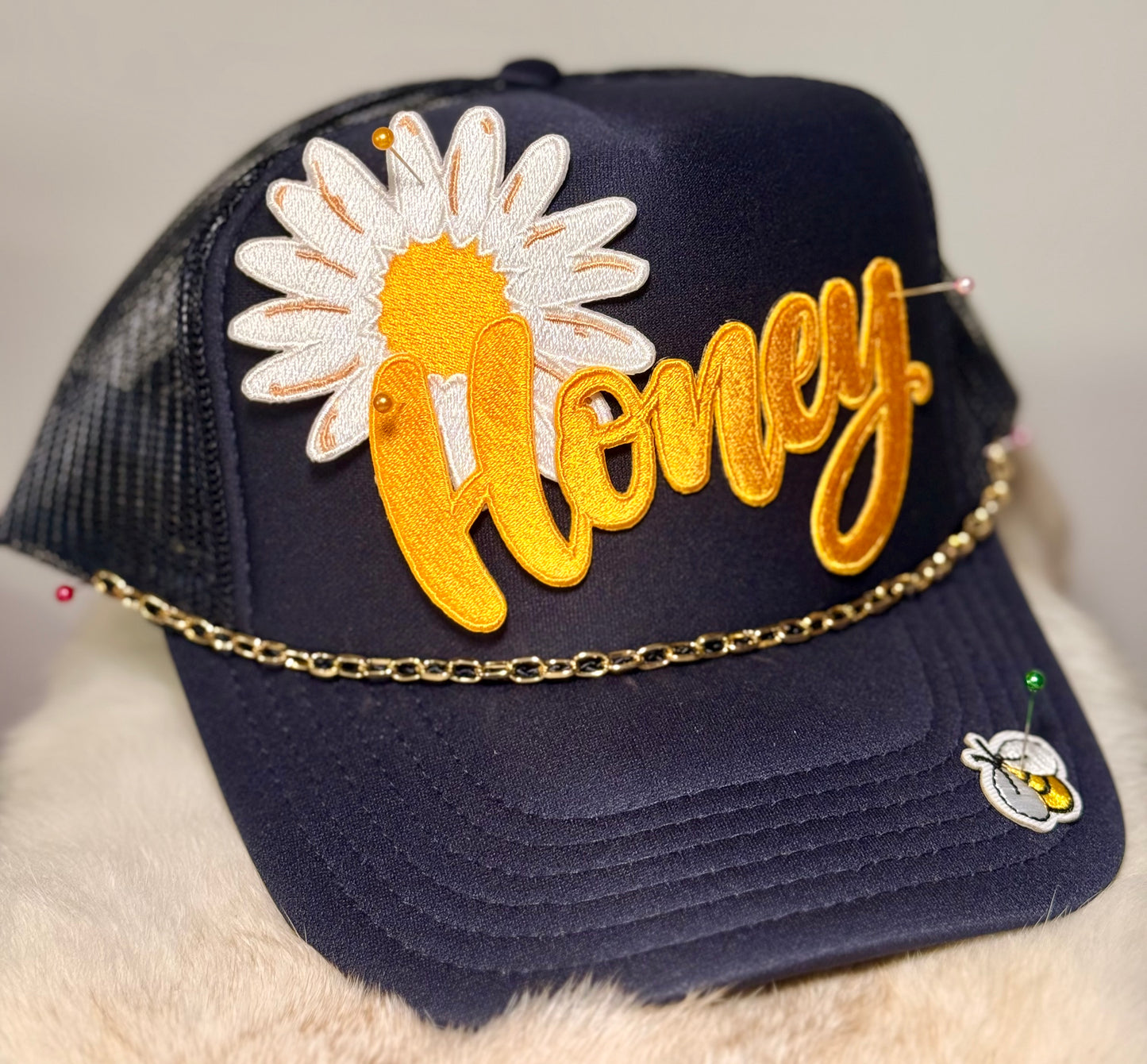 Honey Trucker Hat – Daisy Hat, Cute Floral Hat, Girly Boutique Hat, Trendy Women’s Hat