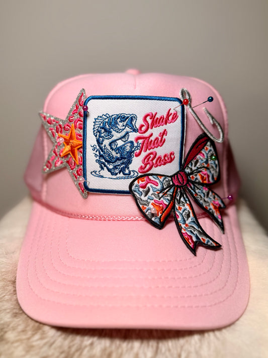 Shake That Bass Trucker Hat | Funny Fishing Hat for Women | Bass Fishing Hat | Lake Life Hat | Handmade Angler Hat