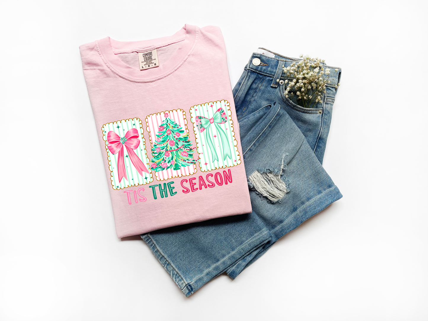 Tis the Season Pastel Christmas Comfort Colors Tee