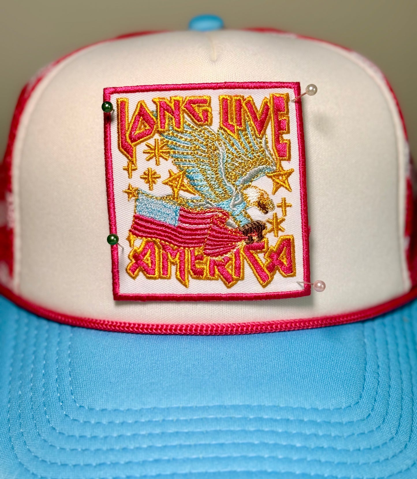 Long Live America Trucker Hat | Patriotic Eagle Hat | Retro American Foam Trucker Cap