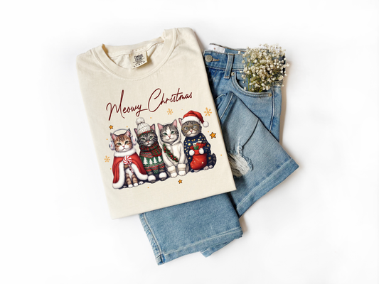 Meowy Christmas Cat Lovers Comfort Colors Tee