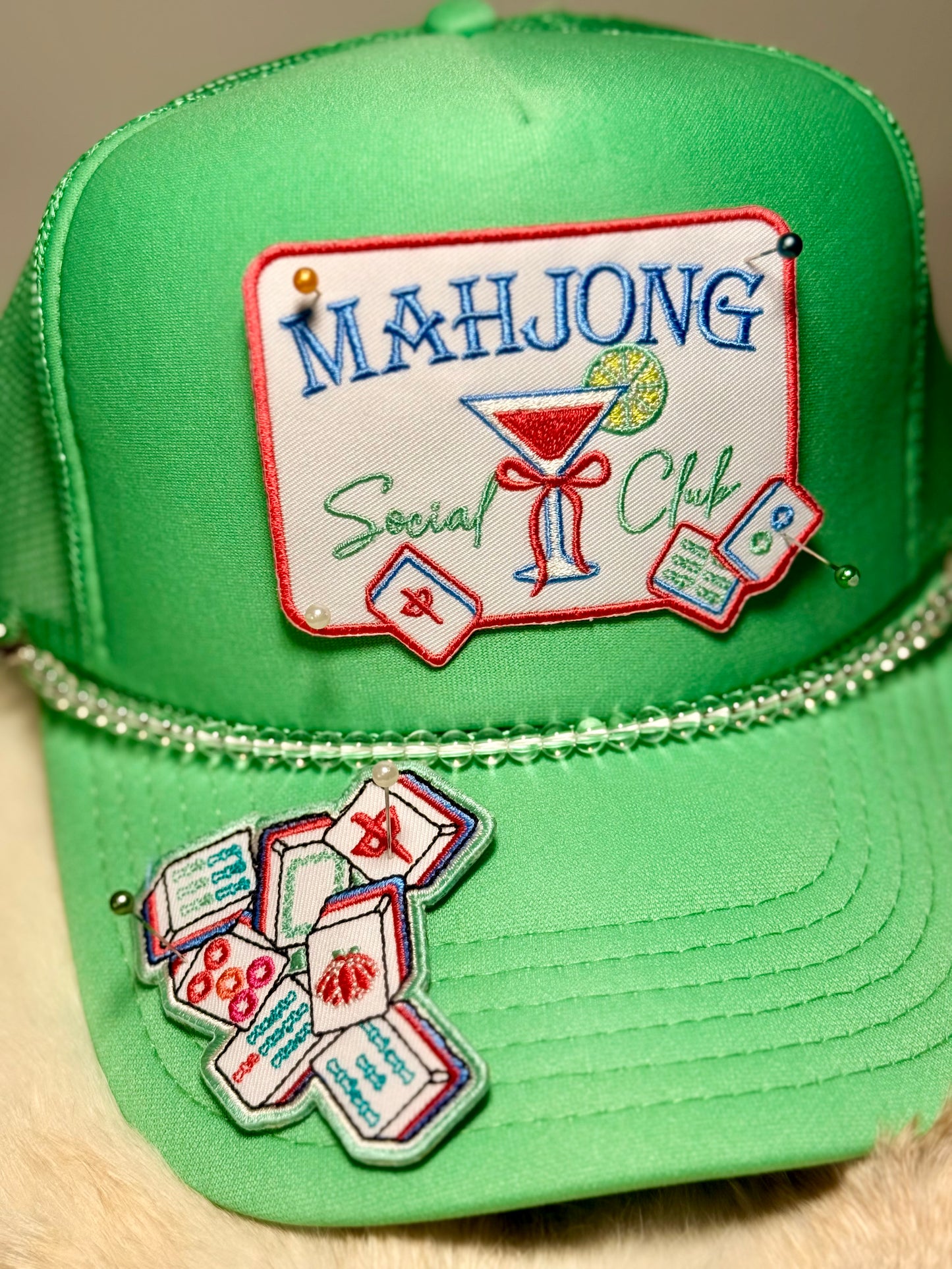 Mahjong Social Club Trucker Hat, Mahjong Lover Hat, Game Night Hat, Cocktail Mahjong Hat, Cute Boutique Trucker Hat, Mahjong Gift for Her