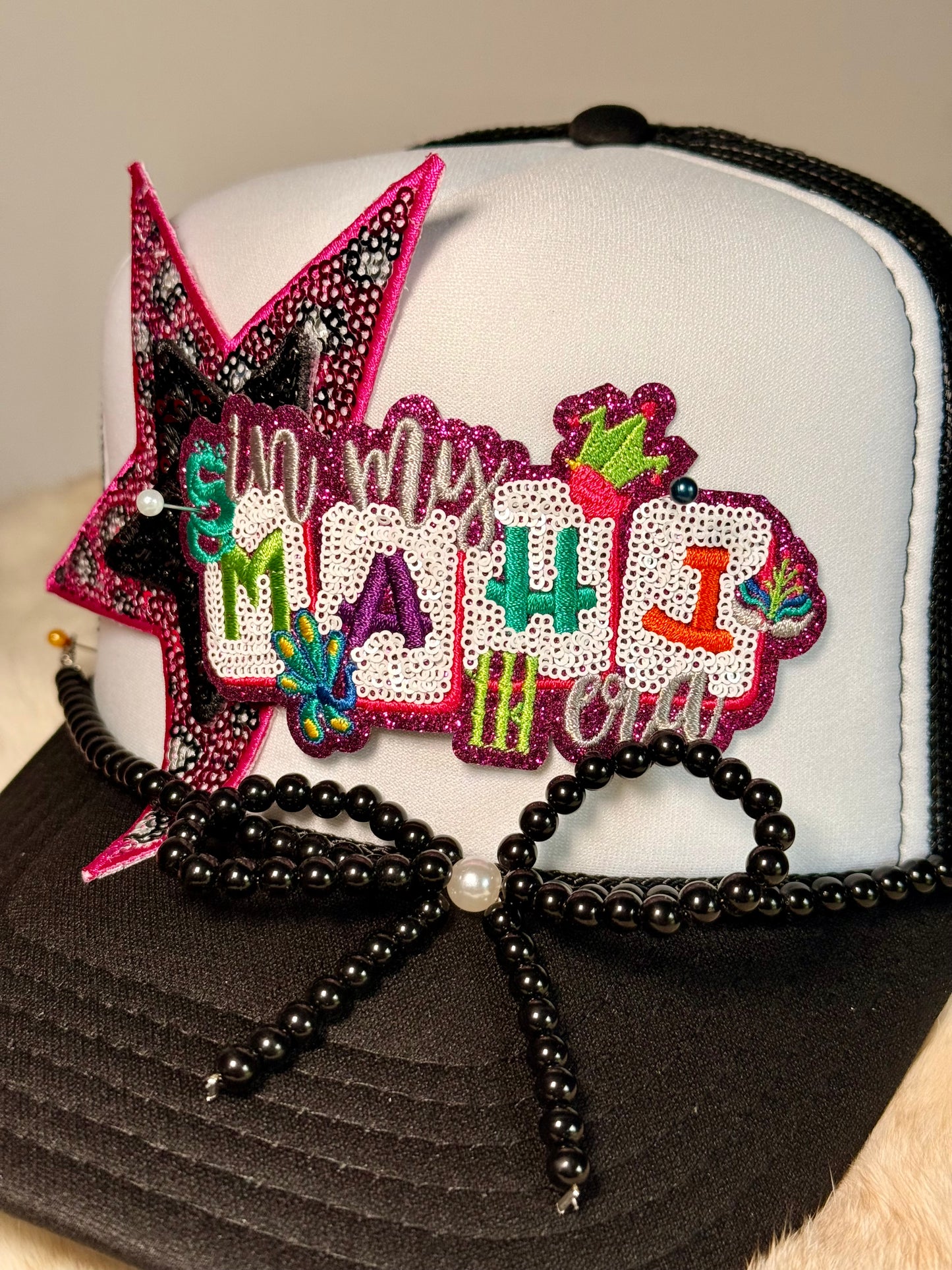 In My Mahj Era Trucker Hat, Mahjong Hat, Girls Trip Hat, Sparkle Western Glam Hat, Pink Star Patch Hat, Cute Boutique Trucker Hat, Game Night Hat
