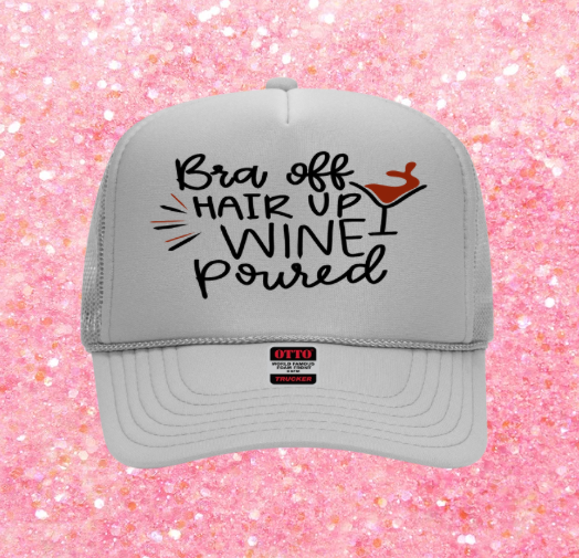 Wine Inspired Graphic Transfer Trucker Hats
