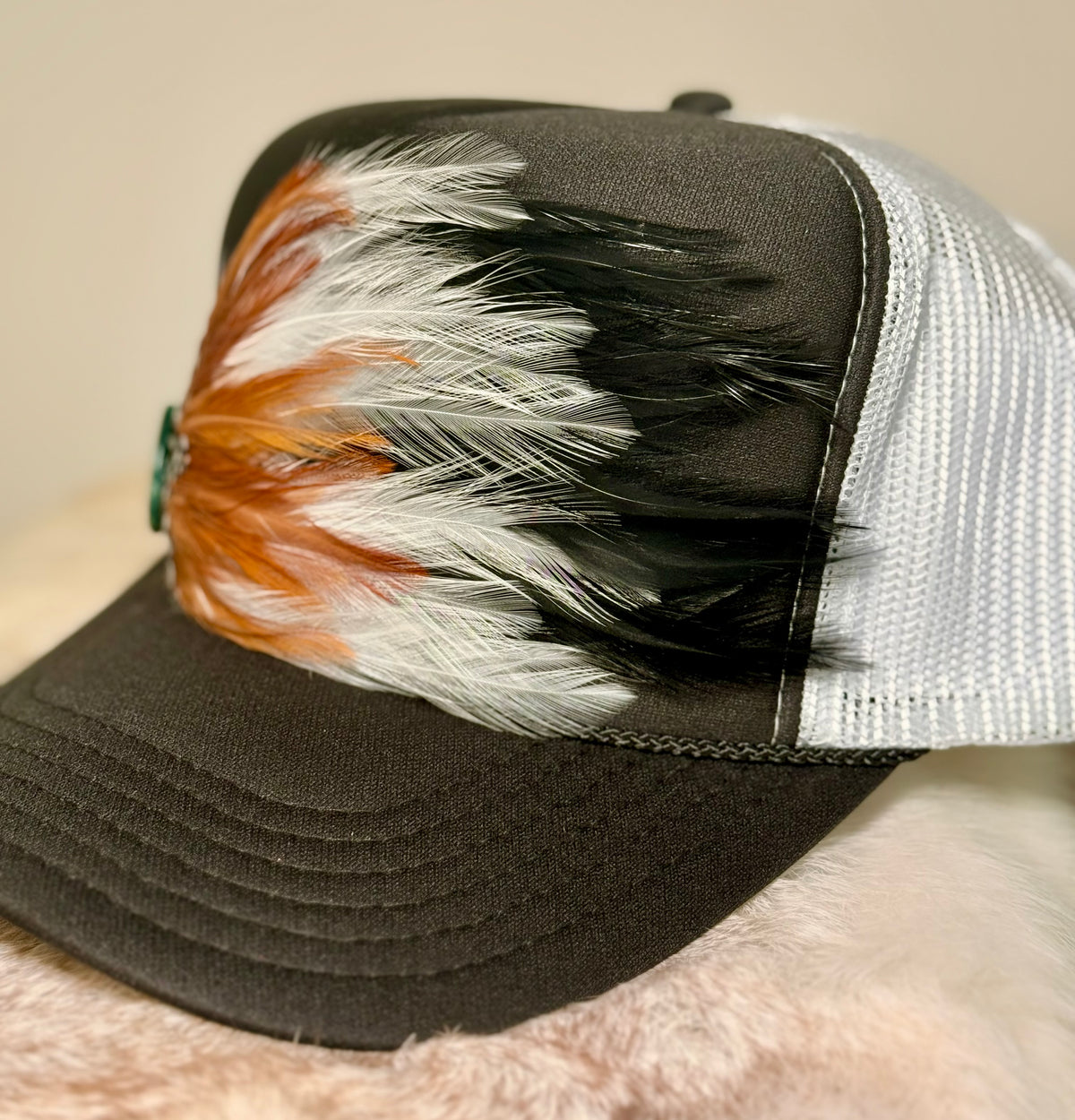 Feather Trucker Hat with Guitar Pick | Country Music Trucker Hat | Western Boho Hat | Concert Trucker Hat