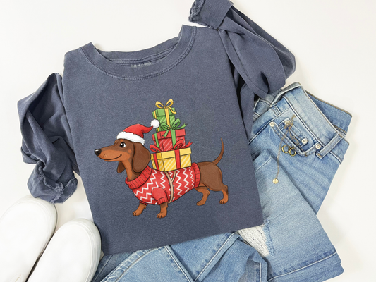 Dachshund Christmas Presents Holiday Comfort Colors Tee
