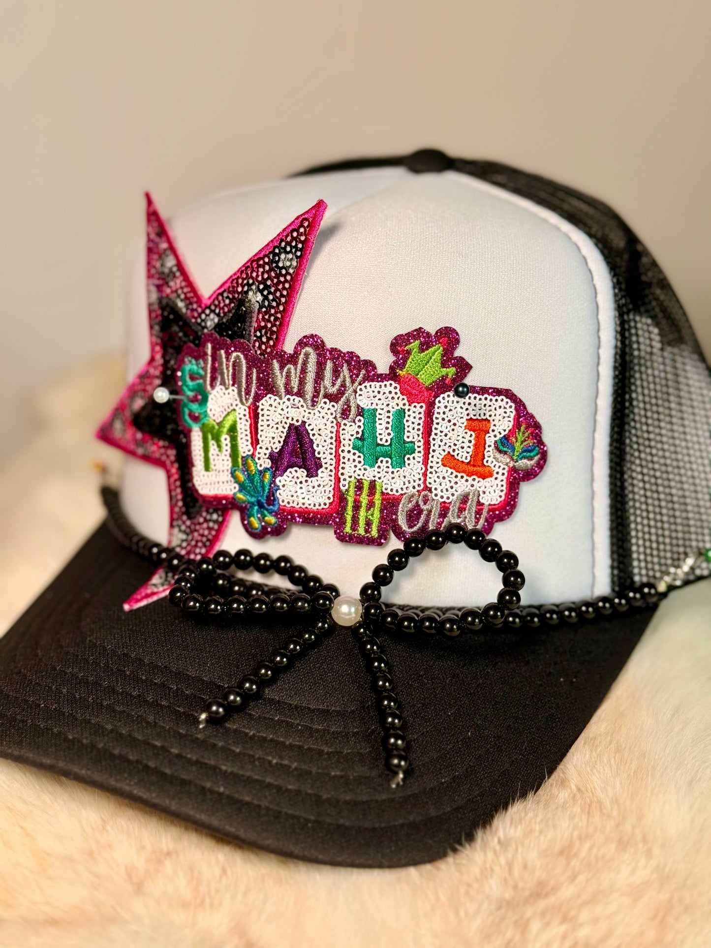 In My Mahj Era Trucker Hat, Mahjong Hat, Girls Trip Hat, Sparkle Western Glam Hat, Pink Star Patch Hat, Cute Boutique Trucker Hat, Game Night Hat