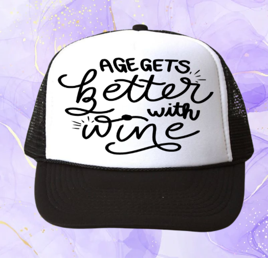 Wine Inspired Graphic Transfer Trucker Hats