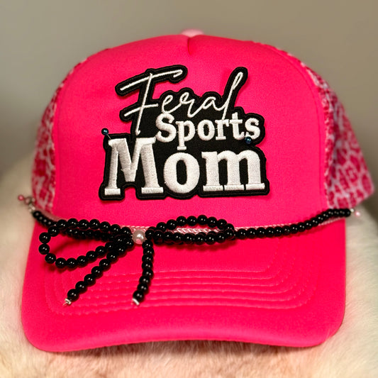 Feral Sports Mom Trucker Hat, Baseball Mom Hat, Softball Mom Hat, Neon Pink Hat, Game Day Hat, Sports Mom Gift, Cute Baseball Hat Women