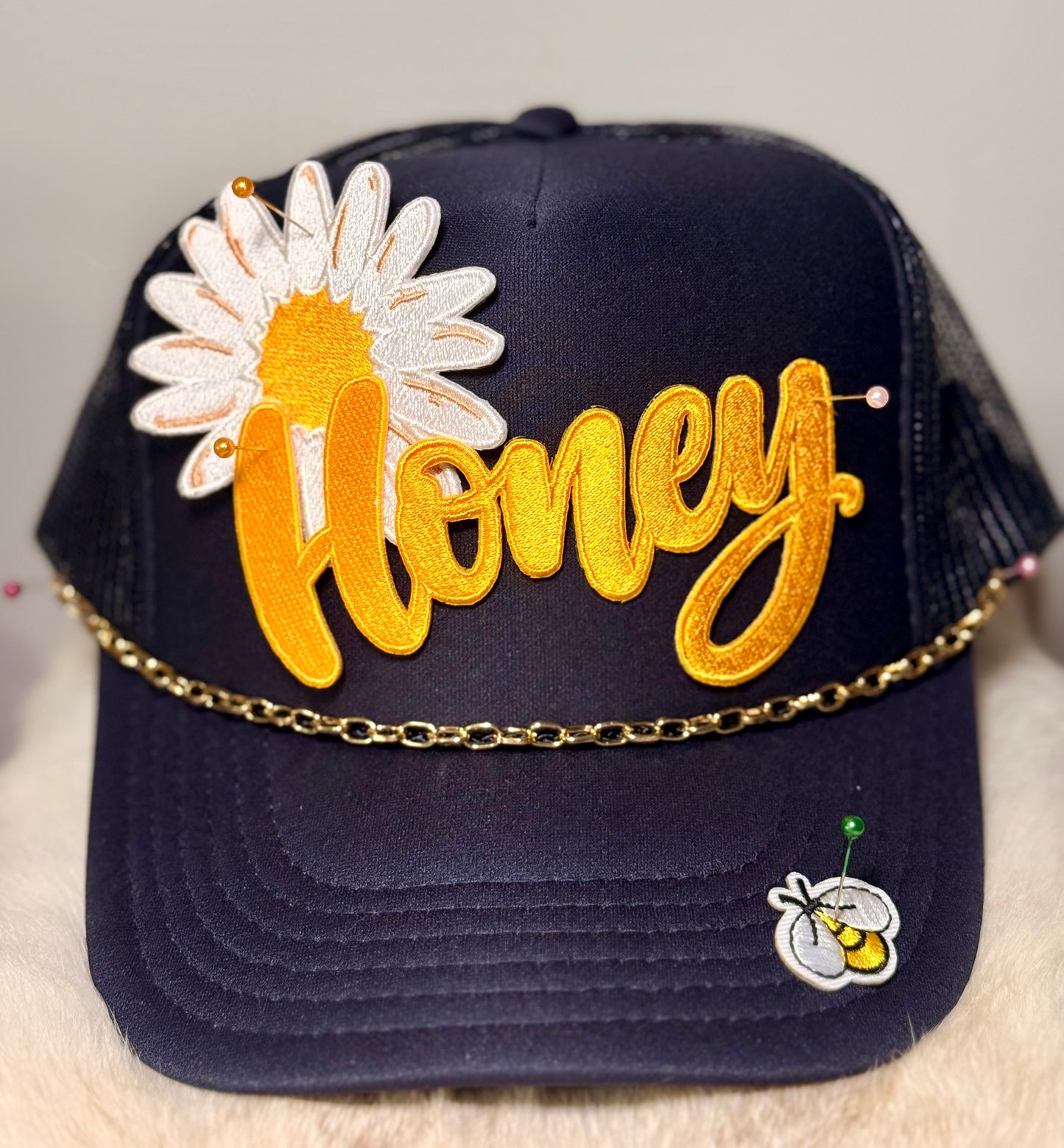 Honey Trucker Hat – Daisy Hat, Cute Floral Hat, Girly Boutique Hat, Trendy Women’s Hat