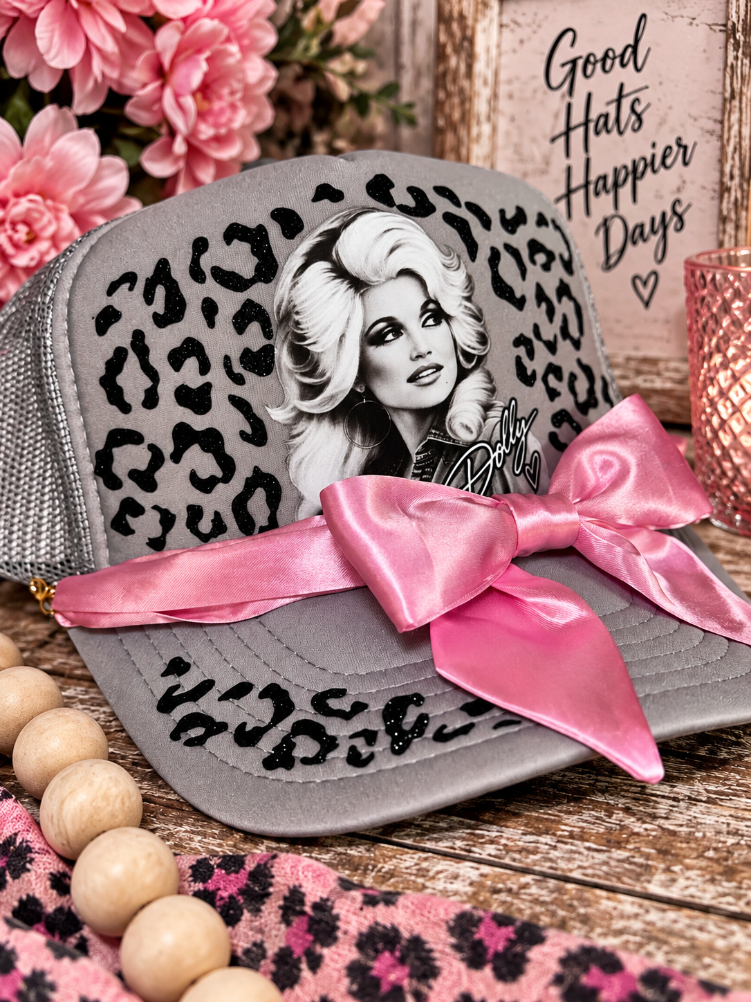 Pink Bow Leopard Trucker Hat | Country Glam Boutique Hat
