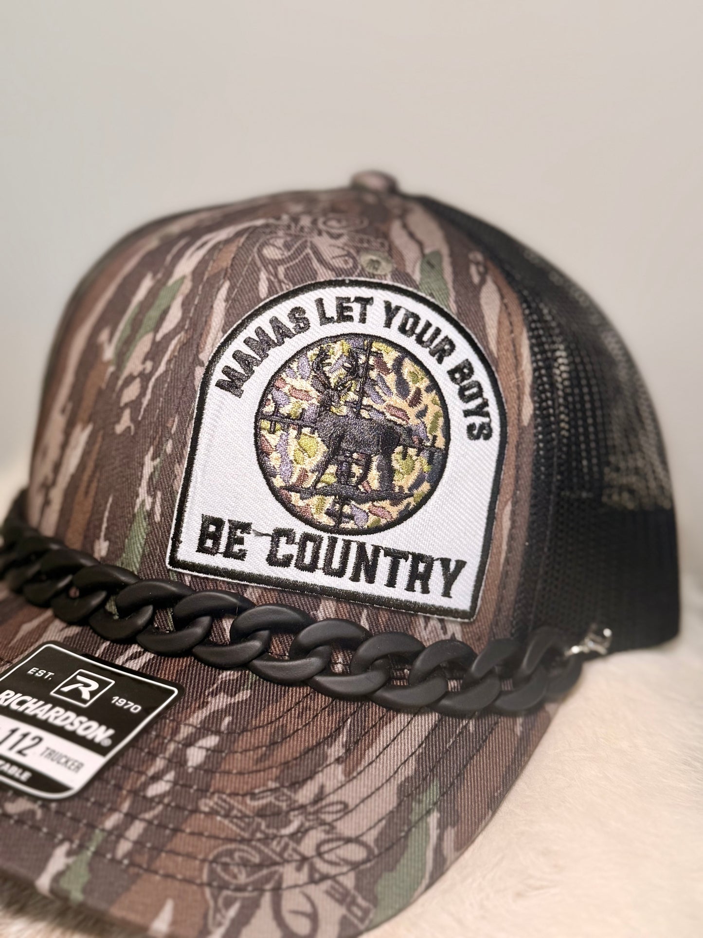 Mamas Let Your Boys Be Country Camo Trucker Hat | Richardson 112 Hunting & Country Hat