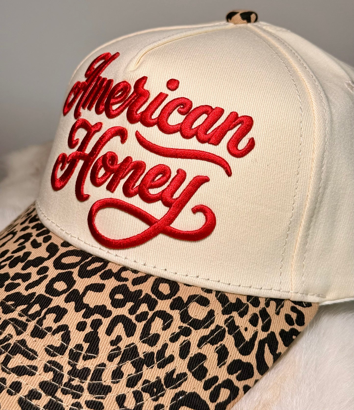 American Honey Trucker Hat | Leopard Print Western Hat | Country Concert Foam Trucker Cap