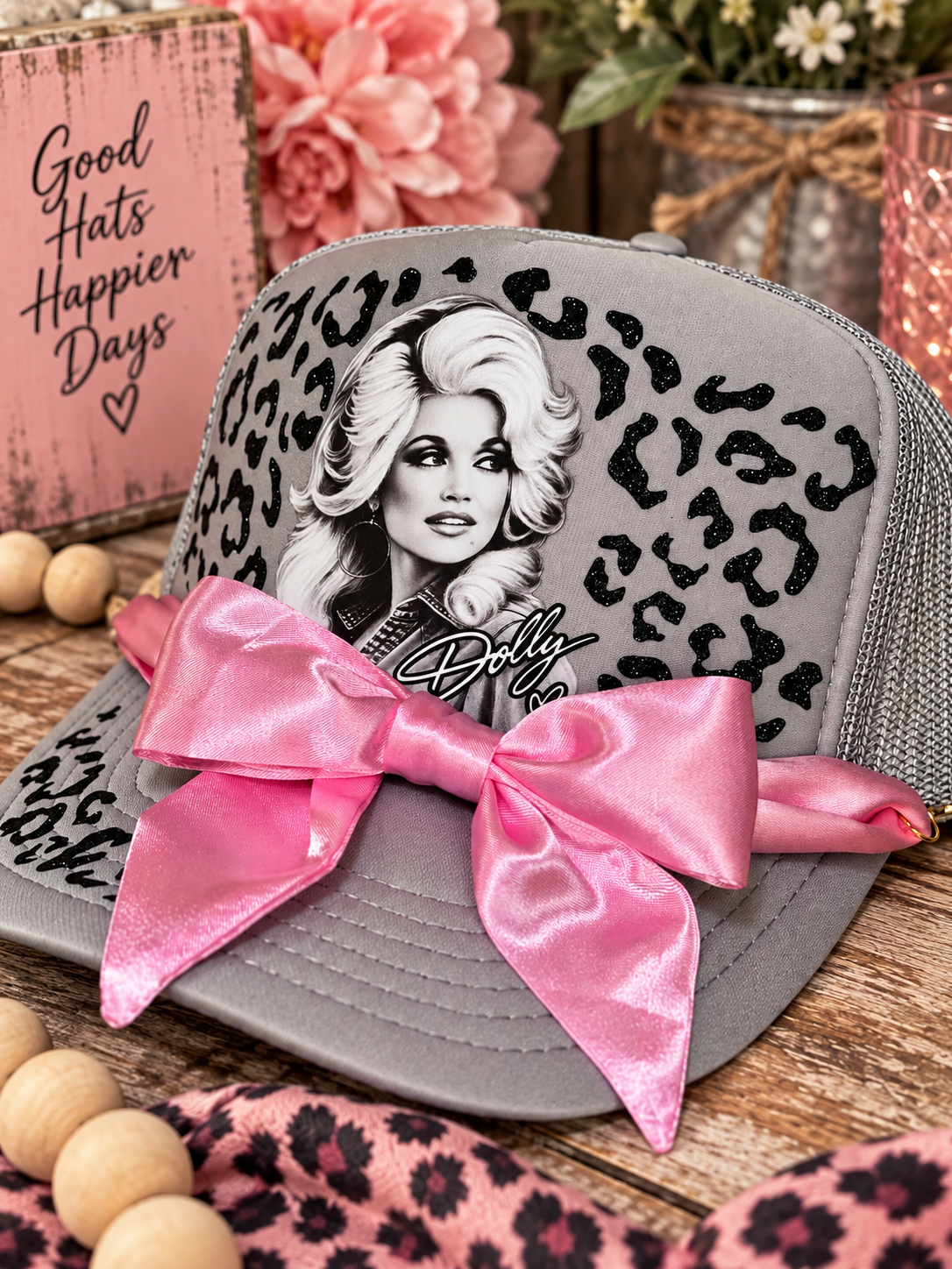 Pink Bow Leopard Trucker Hat | Country Glam Boutique Hat