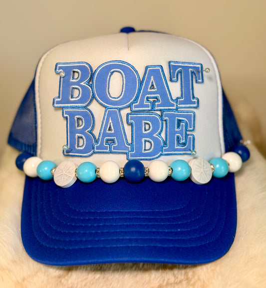 Boat Babe Trucker Hat | Lake Day Summer Hat | Coastal Beaded Foam Trucker Cap