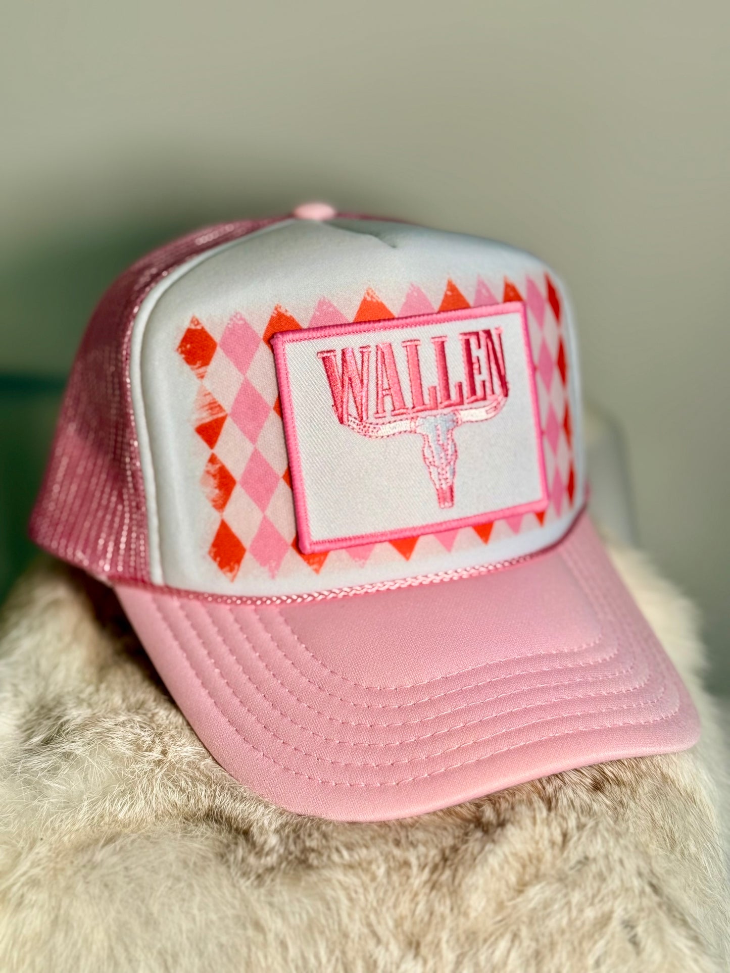Pink Rodeo Trucker Hat – Western Longhorn Cowgirl Hat