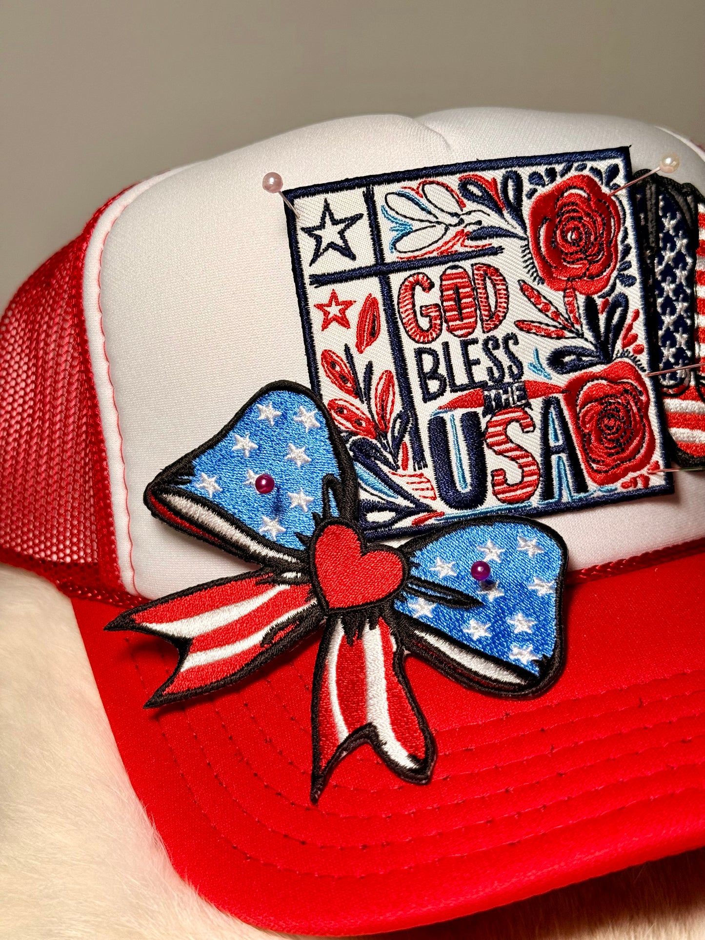 God Bless the USA Trucker Hat | Patriotic Faith Hat | Red White Blue Western Snapback