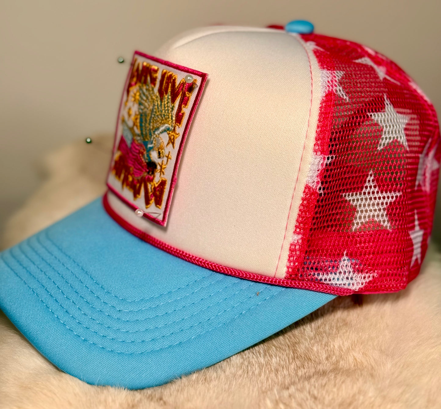 Long Live America Trucker Hat | Patriotic Eagle Hat | Retro American Foam Trucker Cap