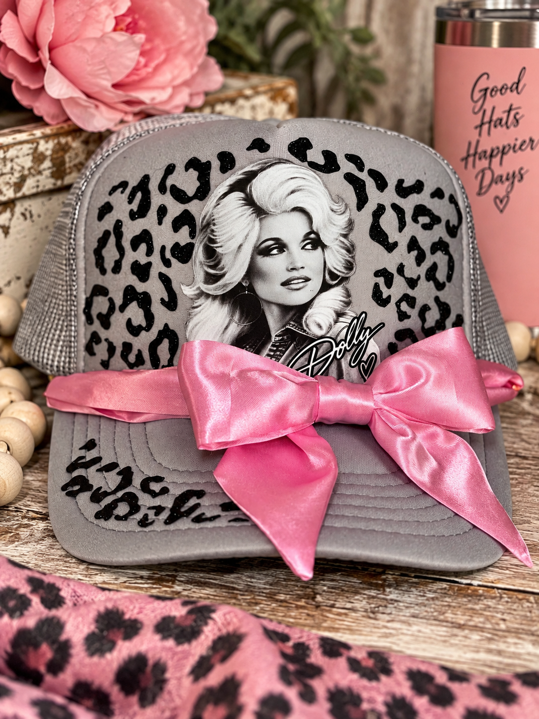 Pink Bow Leopard Trucker Hat | Country Glam Boutique Hat