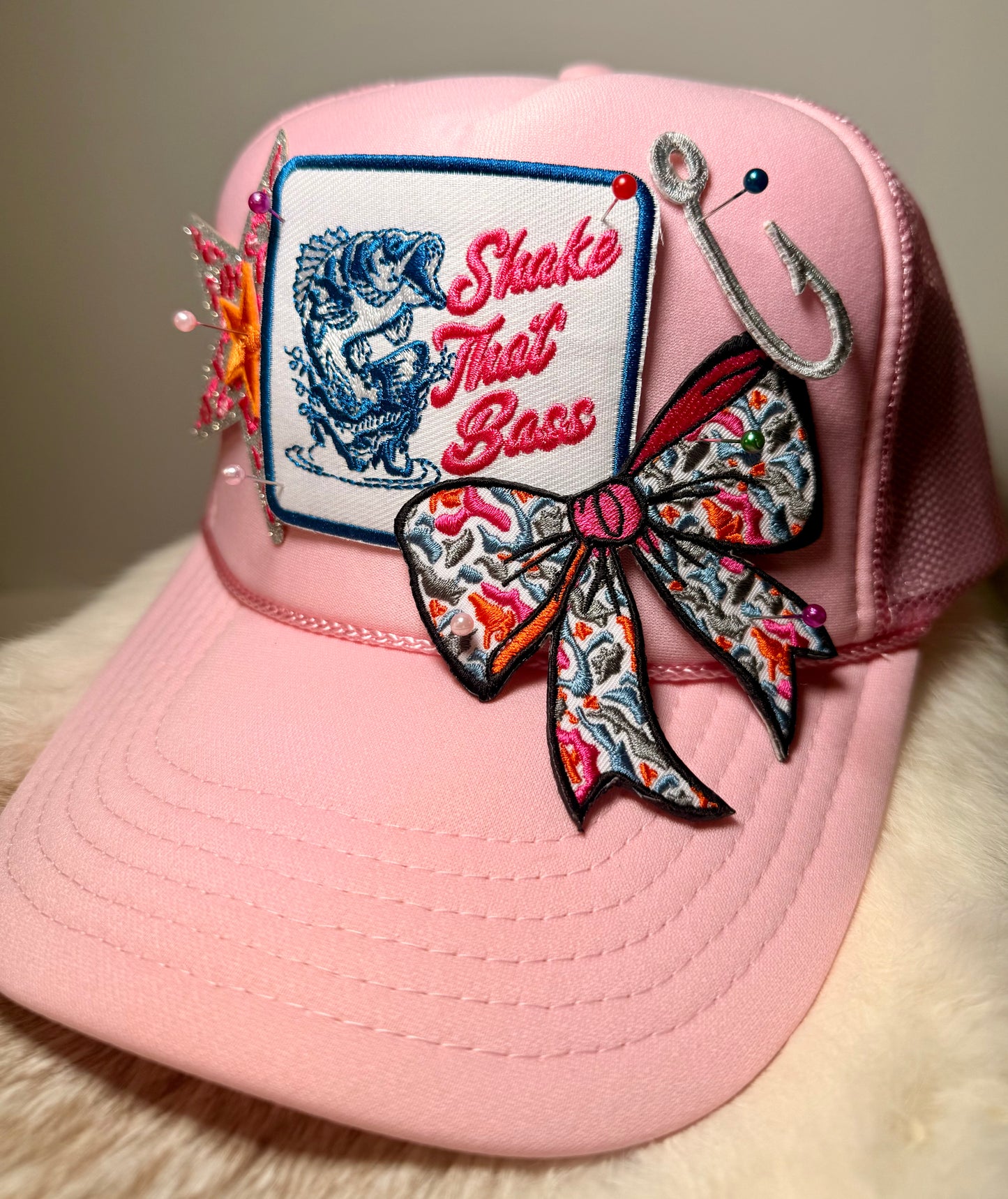 Shake That Bass Trucker Hat | Funny Fishing Hat for Women | Bass Fishing Hat | Lake Life Hat | Handmade Angler Hat