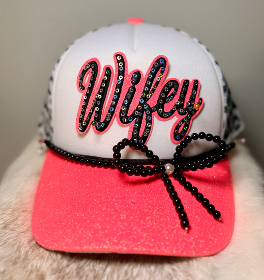 Wifey Trucker Hat | Bridal Trucker Hat | Sparkly Bride Hat | Bachelorette Party Hat | Honeymoon Gift