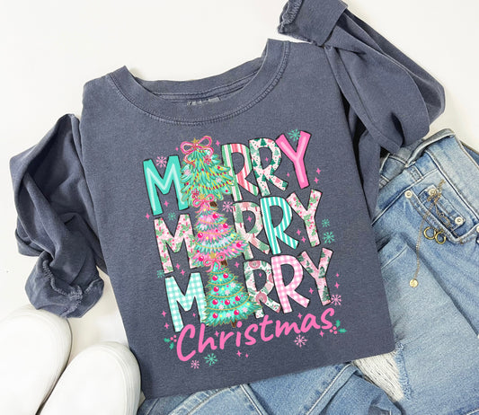 Merry Merry Merry Christmas Comfort Colors Tee