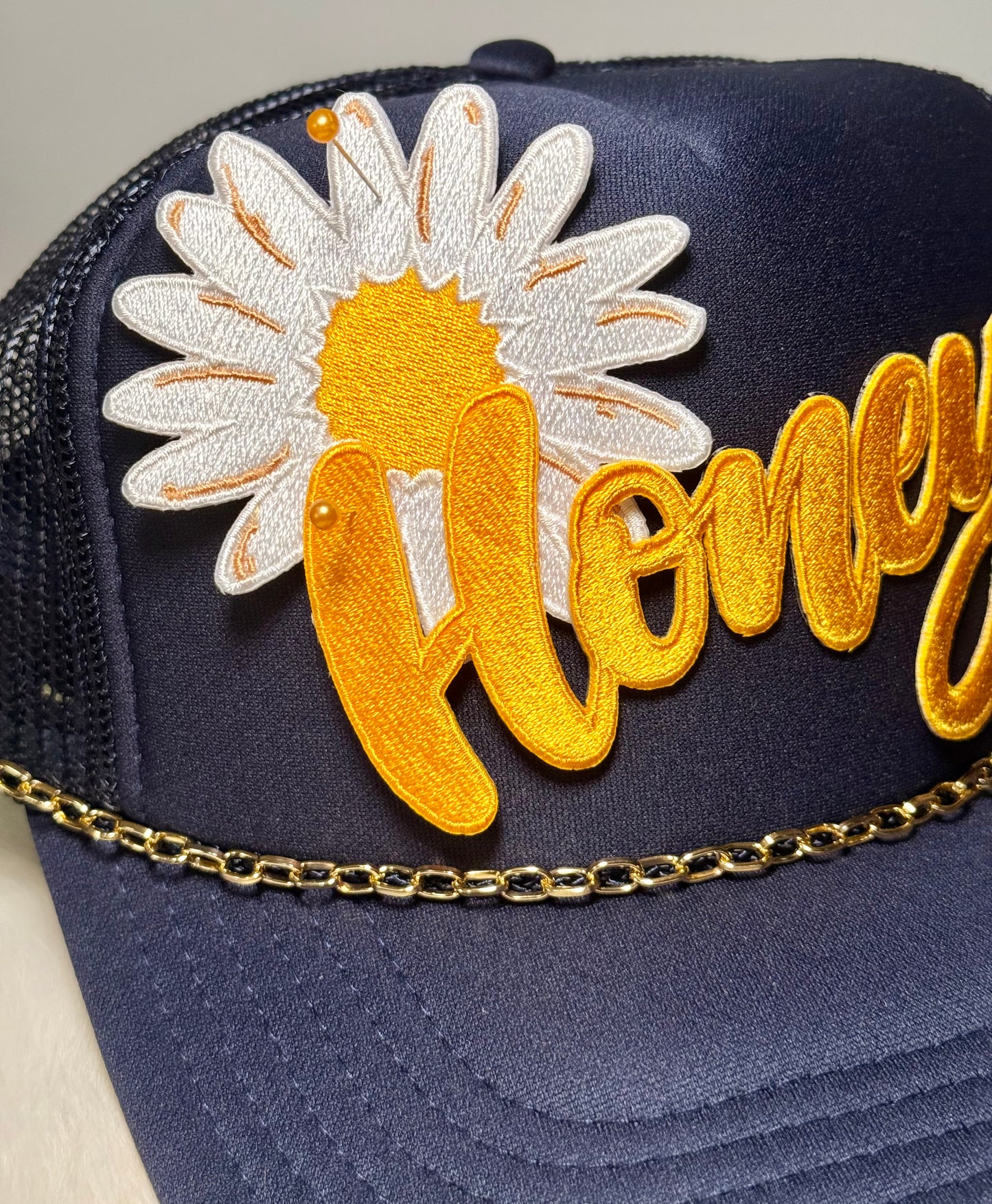 Honey Trucker Hat – Daisy Hat, Cute Floral Hat, Girly Boutique Hat, Trendy Women’s Hat