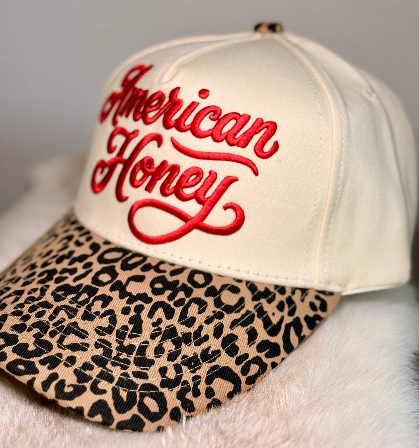 American Honey Trucker Hat | Leopard Print Western Hat | Country Concert Foam Trucker Cap