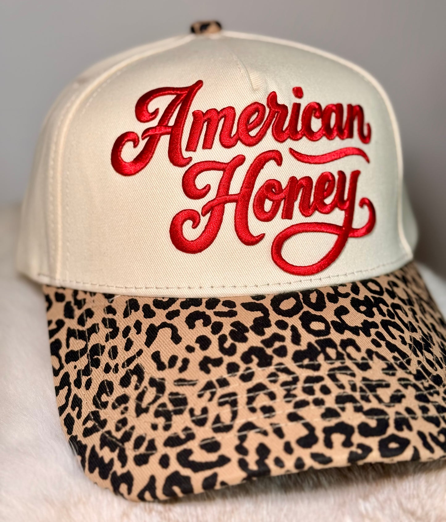 American Honey Trucker Hat | Leopard Print Western Hat | Country Concert Foam Trucker Cap