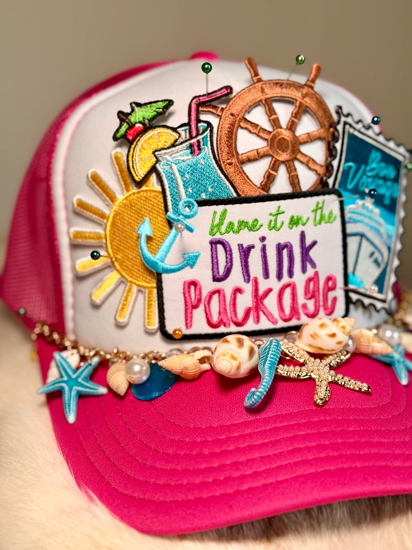 Blame It On The Drink Package Hat, Cruise Hat, Girls Trip Hat, Bachelorette Party Hat, Vacation Trucker Hat, Cruise Outfit, Beach Trip Hat