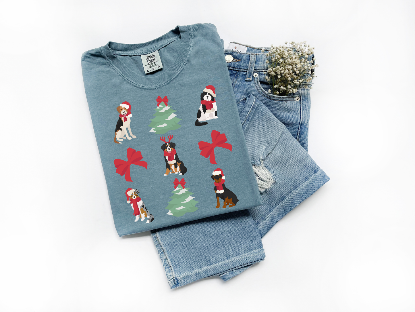 Christmas Dogs & Trees Comfort Colors Tee