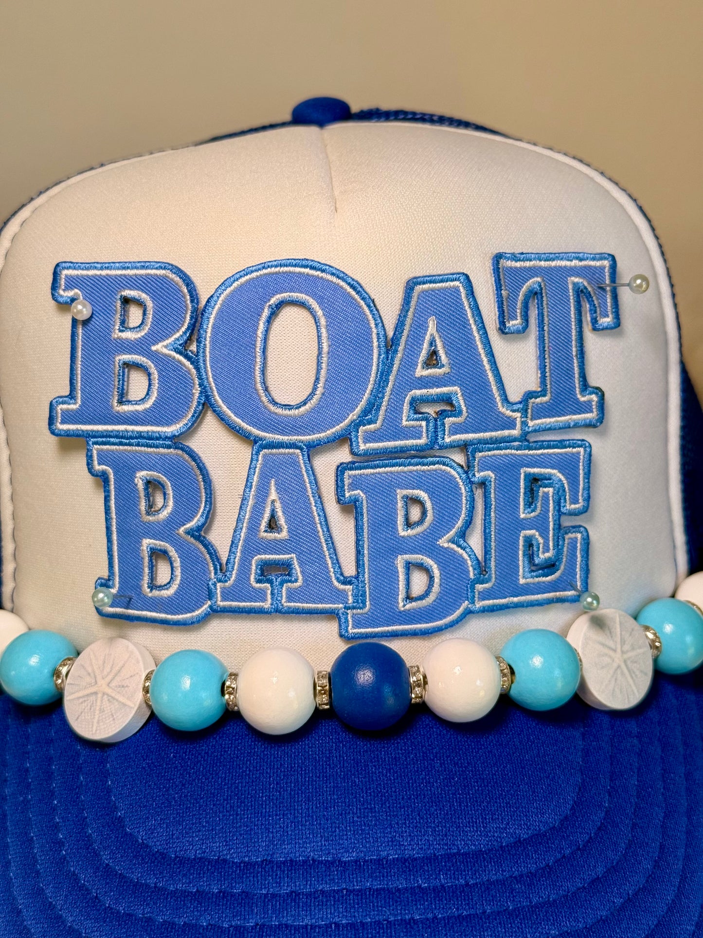 Boat Babe Trucker Hat | Lake Day Summer Hat | Coastal Beaded Foam Trucker Cap