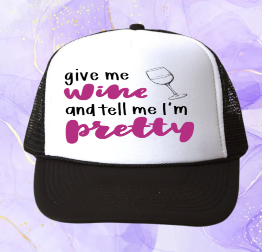Wine Inspired Graphic Transfer Trucker Hats