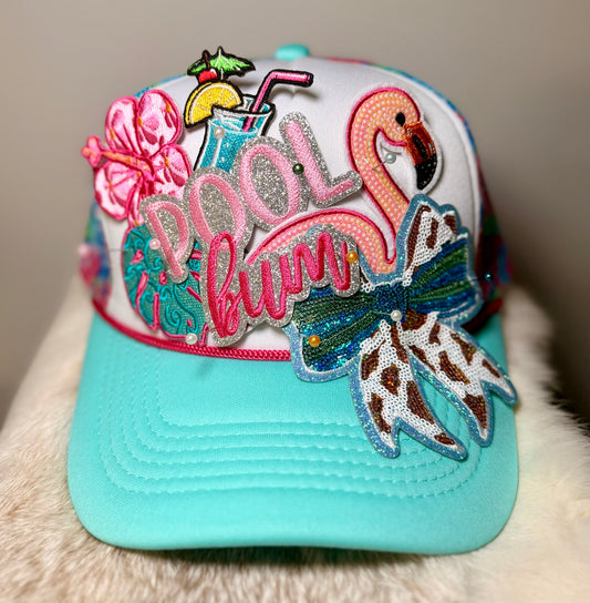 Pool Bum Trucker Hat | Beach Hat | Summer Trucker Hat | Flamingo Pool Hat | Vacation Hat