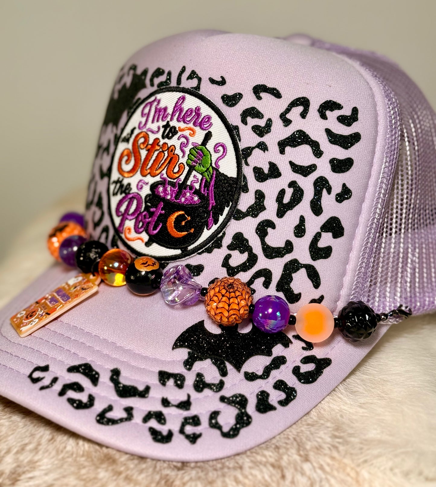 I’m Here to Stir the Pot Trucker Hat | Halloween Witch Hat | Purple Halloween Trucker Hat | Spooky Season Hat