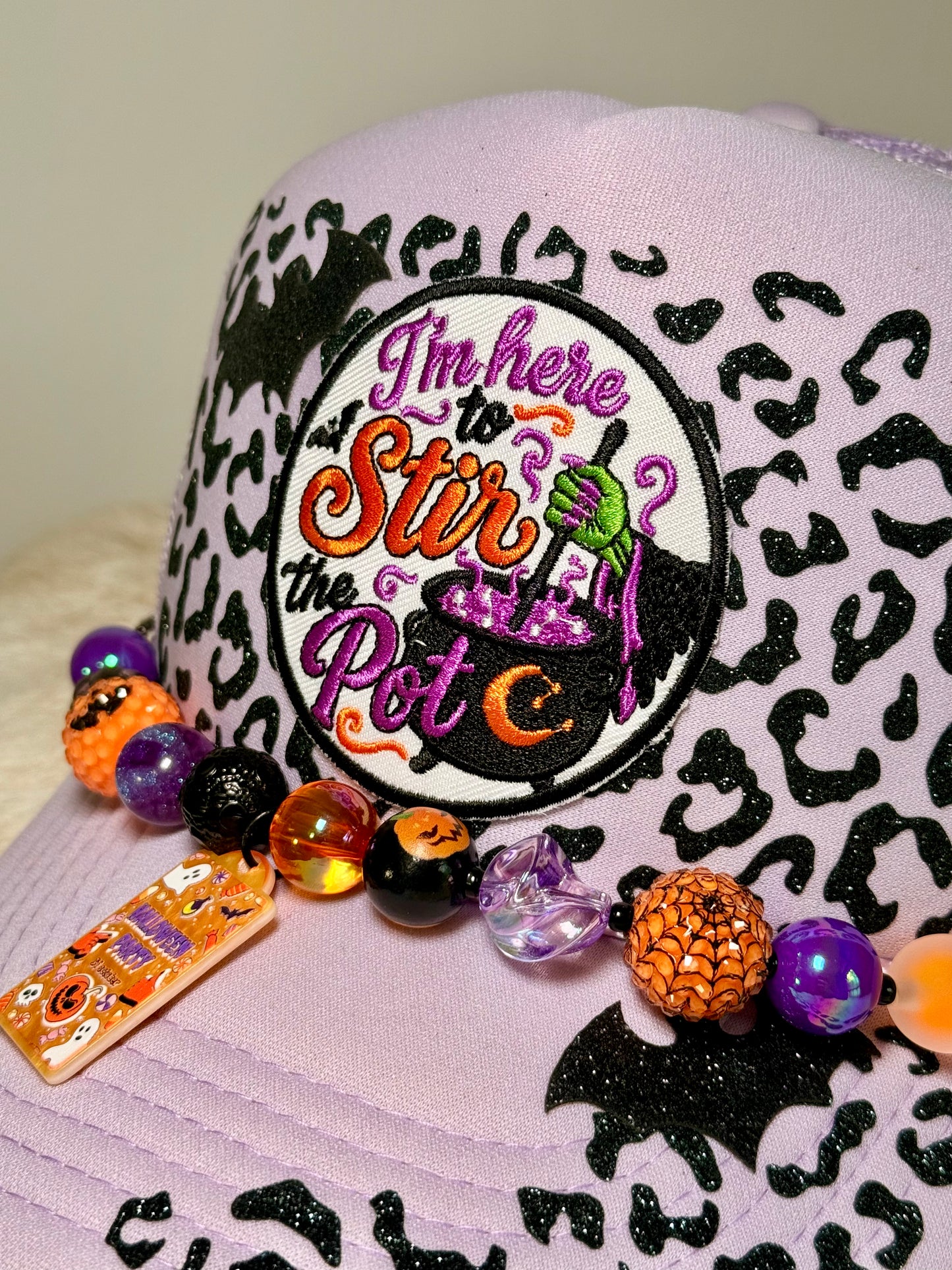 I’m Here to Stir the Pot Trucker Hat | Halloween Witch Hat | Purple Halloween Trucker Hat | Spooky Season Hat