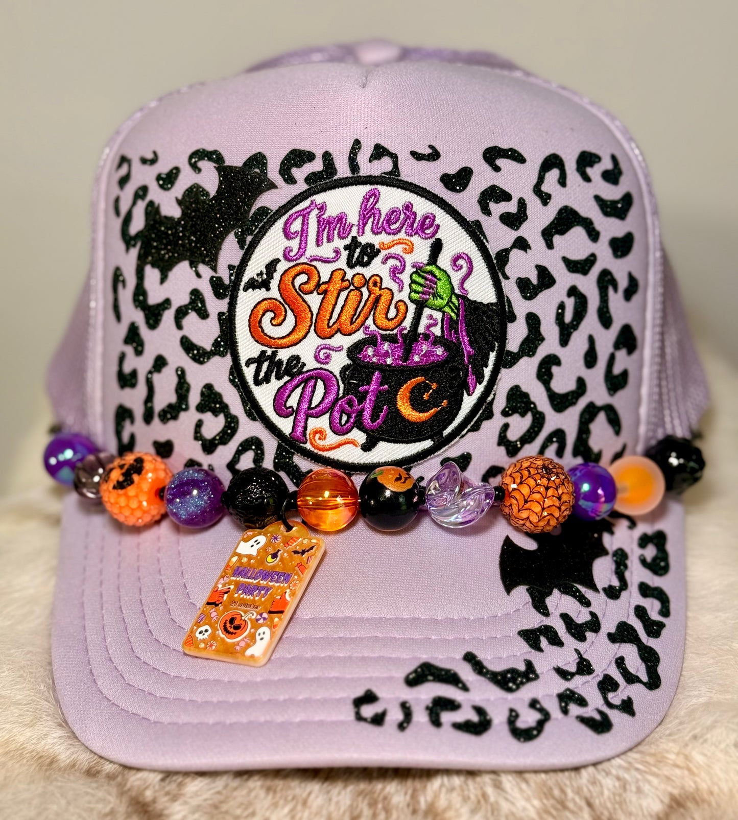 I’m Here to Stir the Pot Trucker Hat | Halloween Witch Hat | Purple Halloween Trucker Hat | Spooky Season Hat