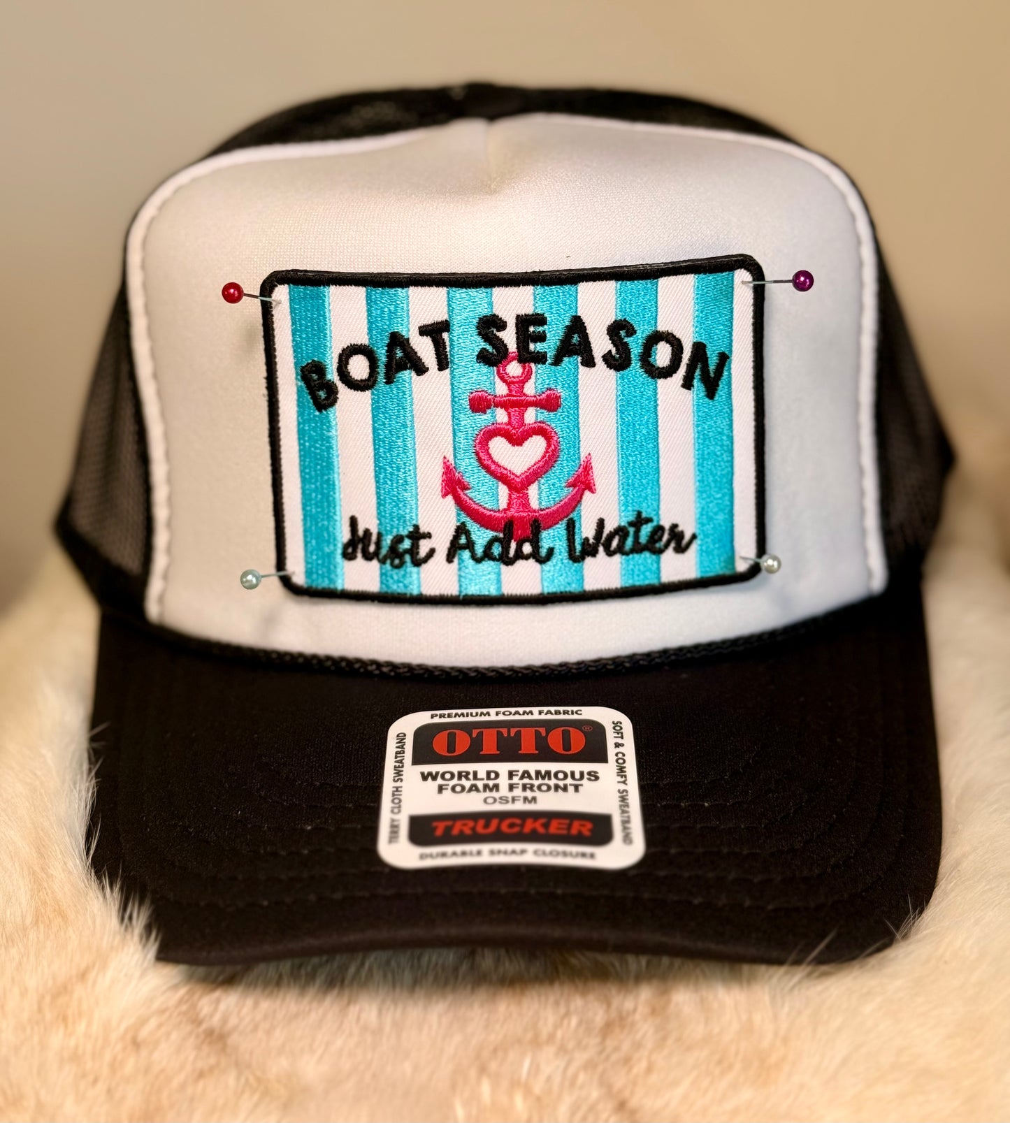Boat Season Trucker Hat | Just Add Water Lake Life Hat | Coastal Summer Foam Trucker Cap