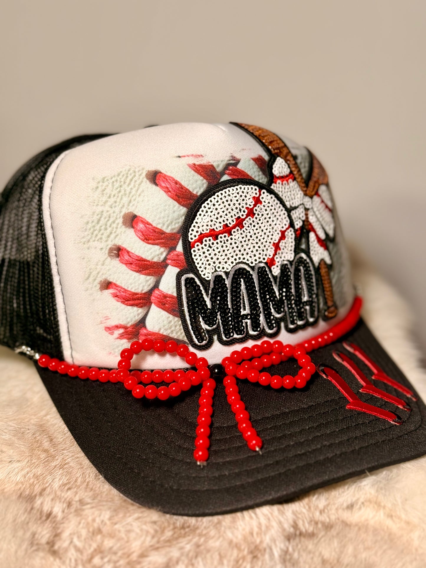 Sequin Baseball Mama Trucker Hat – Glam Sports Mom Snapback Cap